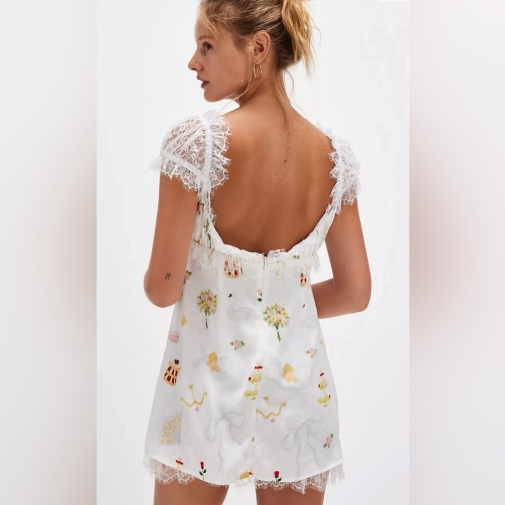 For Love and Lemons cherub pastry Jeannine mini Dress Lace and floral pattern - Picture 3 of 4